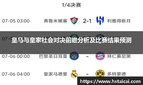 皇马与皇家社会对决前瞻分析及比赛结果预测